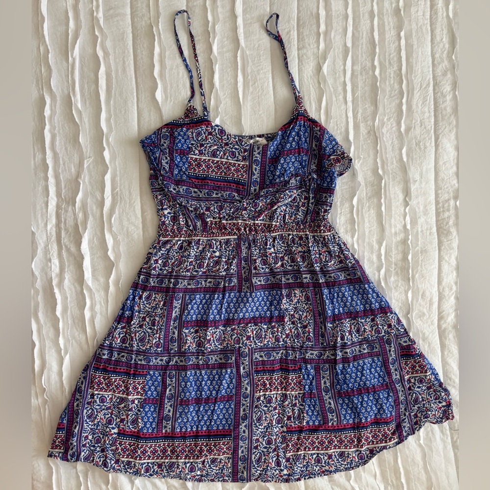 Cotton On Blue and Red Patterned Mini Dress